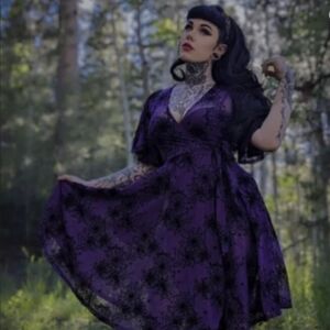 Wax Poetic Purple Spider Web Wrap Dress
